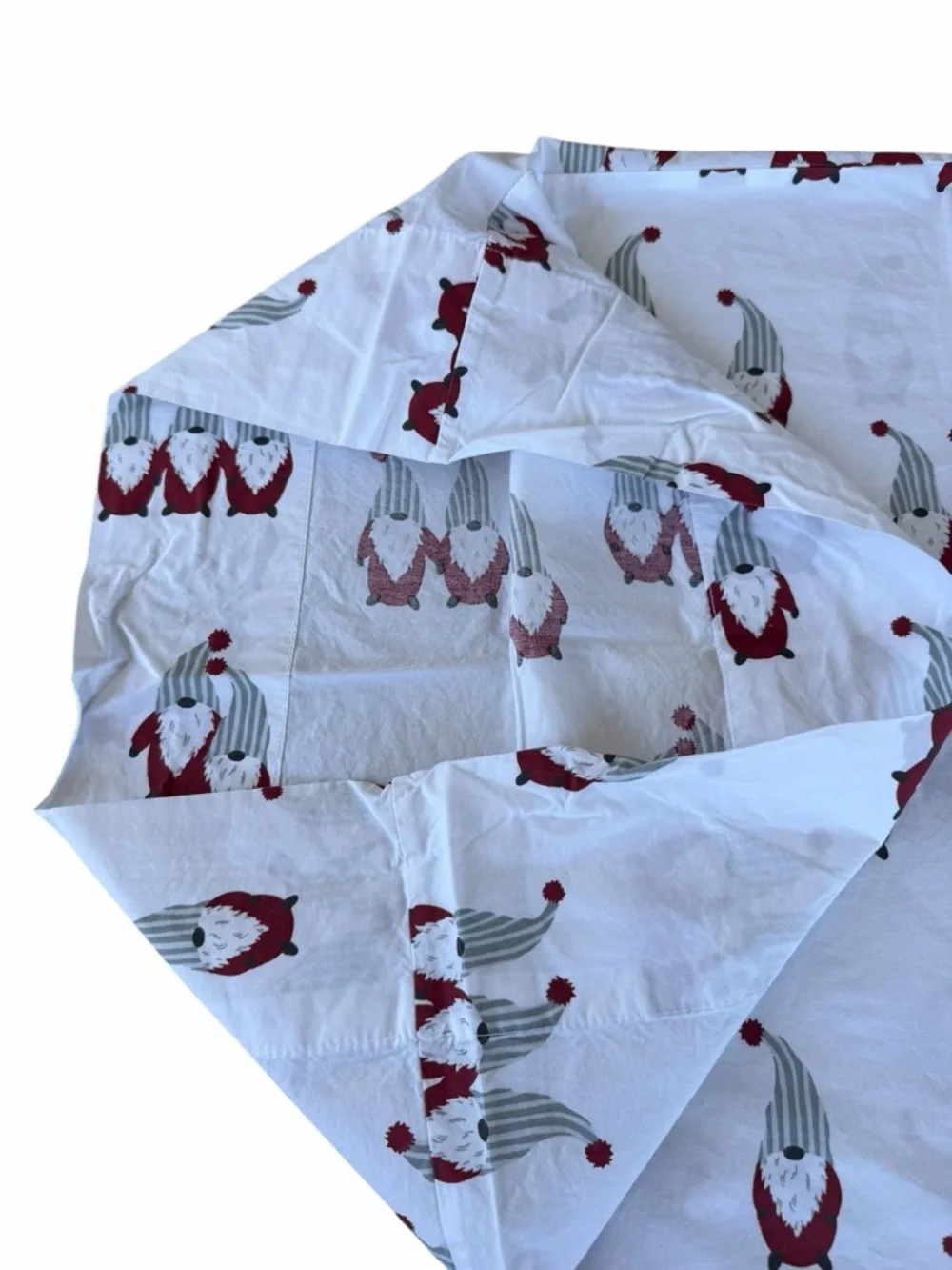 Pottery Barn Holiday Gnome 100% Organic Cotton 3-Piece Sheet Set Queen HTF GUC
